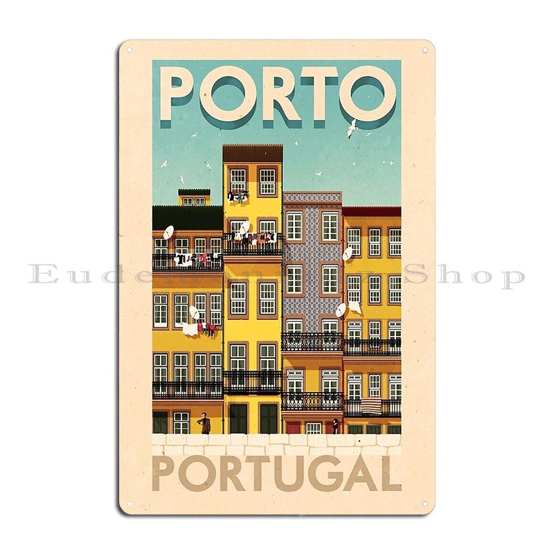 Travel Posters Porto Portugal Metal Plaque Poster Wall Decor Pub Printed Bar Wall Decor Tin Sign Poster