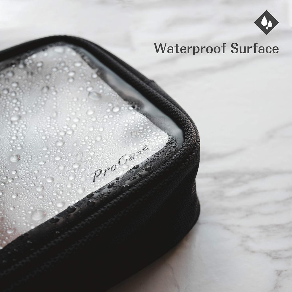 ProCase of Travel Toiletry Bag TSA Approved PVC Nylon Storage Carrying Travel Pouch Cosmetic Clear Bag Airport Aviation Approved Black [Set 2] -