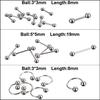 15/60/85 Pcs Body Piercing Jewelry Decor Unisex Tongue Nose Nail Navel Ring Set