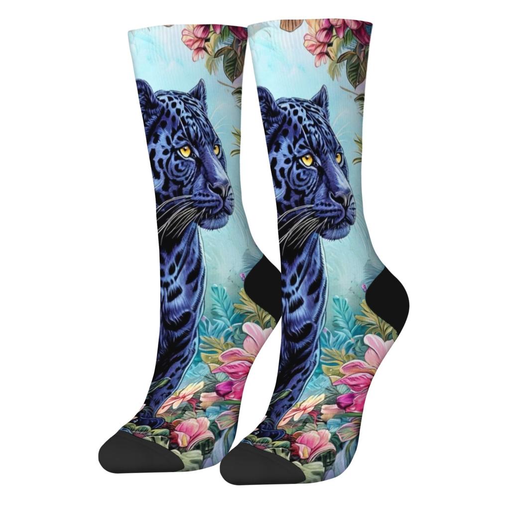 Men's Casual Socks Creative Black Panther Trend Print Soft and Comfortable Socks Harajuku Retro Crew Socks Holiday Party Gift