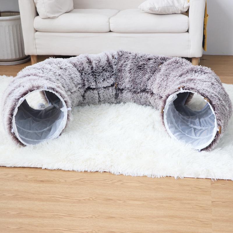 Plush Warm Cat Tunnel Nest with Removable Pad - Indoor Pet Bed