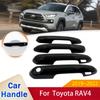 Для Toyota RAV4 RAV 4 XA50 2022 глянцевый черный углеродное волокно хромированная крышка дверной ручки наклейки отделка автомобильные аксессуары