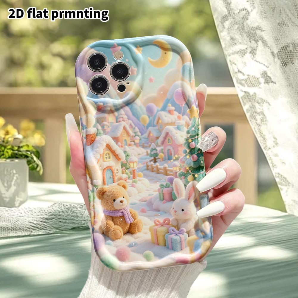 Phone Case: 2D flat, suitable for iPhone 18 17 16 15 14 13 12 Pro, phone decoration, winter town, perfect holiday gift for Christmas and Halloween