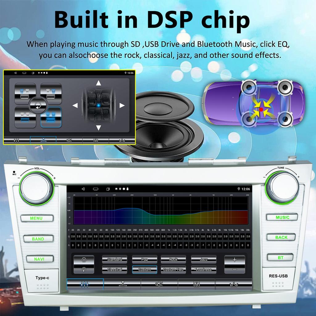 Android 13 Car Radio For Toyota Camry XV40 Aurion 2007-2011 Carplay Head Unit Multimedia Player GPS Navigation Stereo