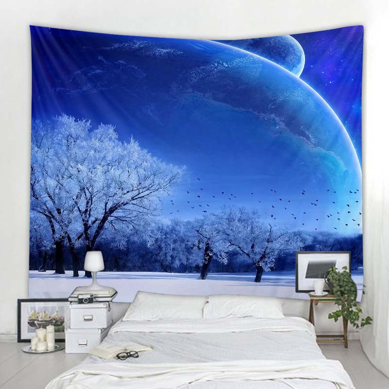 Рождественский гобелен с принтом снежинки, принт рождественской елки, полиэстер, домашний декор, гобелен, настенный декор, фон Tapisserie de Noël