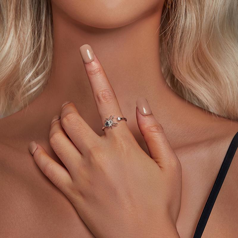 BAMOER 925 стерлингового серебра Хэллоуин Spide открывающееся кольцо для женщин ювелирные изделия винтажное нежное гипоаллергенное кольцо подарок