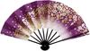 Dance Deep Gold Cherry Blossom Black Lacquered [Haru Kasumi] Fan, 9.5 Inches, Gradient, Design, Bamboo, Red, Black, Purple, 1305-1306-1307 (Purple)