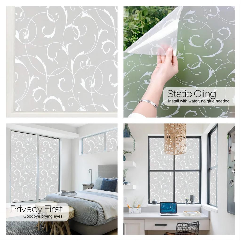 Пленка для защиты окон от статического электричества, неклейкая пленка для окон, матовое стекло, дверь в ванную комнату, декоративная пленка для защиты от несанкционированного доступа