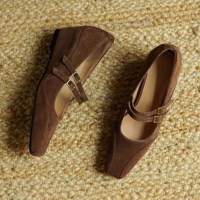 Новые туфли на скрытой платформе для женщин с квадратным носком, с мелким вырезом, с двойной пряжкой и шнуровкой, туфли Мэри Джейн