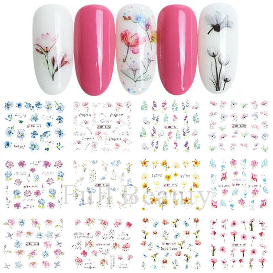 Наклейка для дизайна ногтей, Серия «Весенние и летние цветы и травы», Водная наклейка для ногтей с цветком Zou Ju