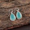 Aqua Chalcedony Gemstone 925 Sterling Silver Handcrafted Jewelry Earrings 1.40" EE-9-17