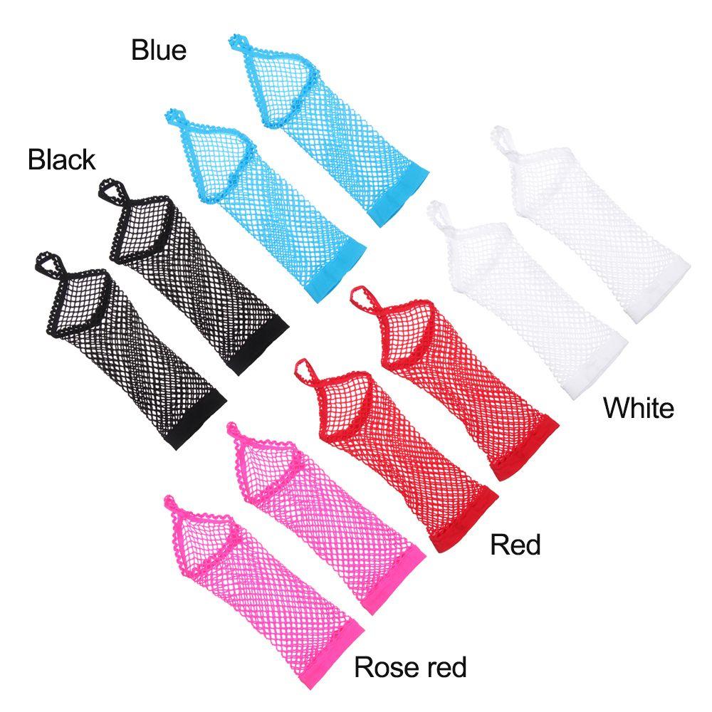 Women Net Breathable Solid Lace Mittens Fingeless Gloves Long Gloves Mesh Fishnet Gloves