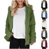 Women's  Fashionable Solid Color Coat Long Sleeved Zipper Loose Hooded Plush Jacket