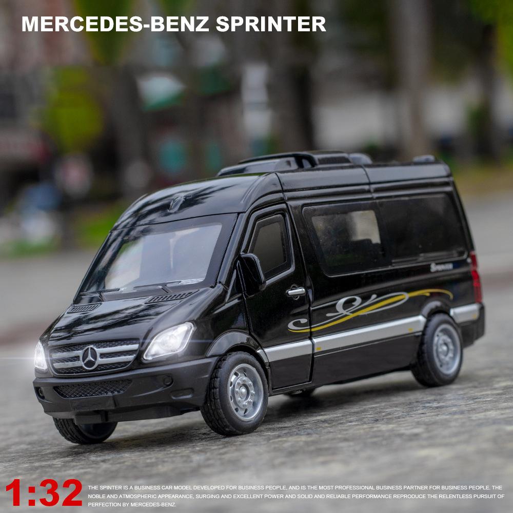 1/32 Scale Benz Sprinter MPV Diecast Car Model Toy, Pull Back Toy Vehicle with Sound and Light for Kids Toddler Boys Girls Gift Collection