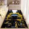 Black Sports Car with Yellow Splash suitable as a non-slip mat for the living room or bedroom sofa