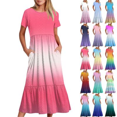 Платье в стиле бохо с коротким рукавом для женщин, повседневное, свободного кроя, летнее, сарафан с цветочным принтом и карманами