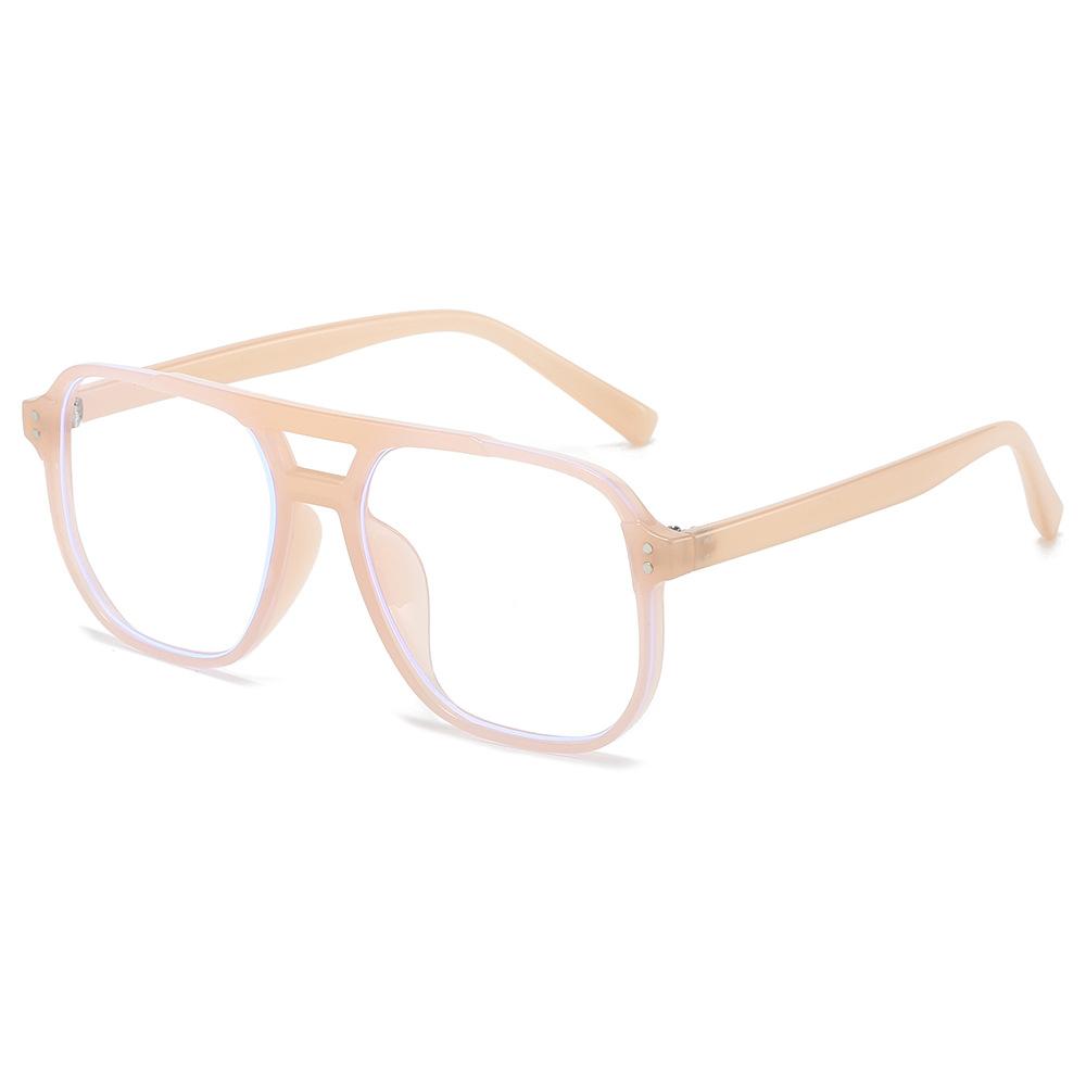 New retro men's and women's square double beam myopia glasses frame Internet celebrity street shot transparent color PC flat mirror