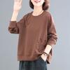 Cotton Long-sleeved Round Neck Sweater Ladies Autumn Korean Style Loose Fashion Large Size Casual Top