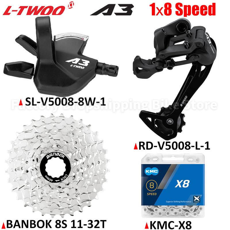 Комплекты трансмиссии LTWOO A3 MTB 1x8 Скоростей Задний переключатель 1:1 Совместимая с технологиями SRAM BANBOK HG Структура Кассета Велосипедные запчасти