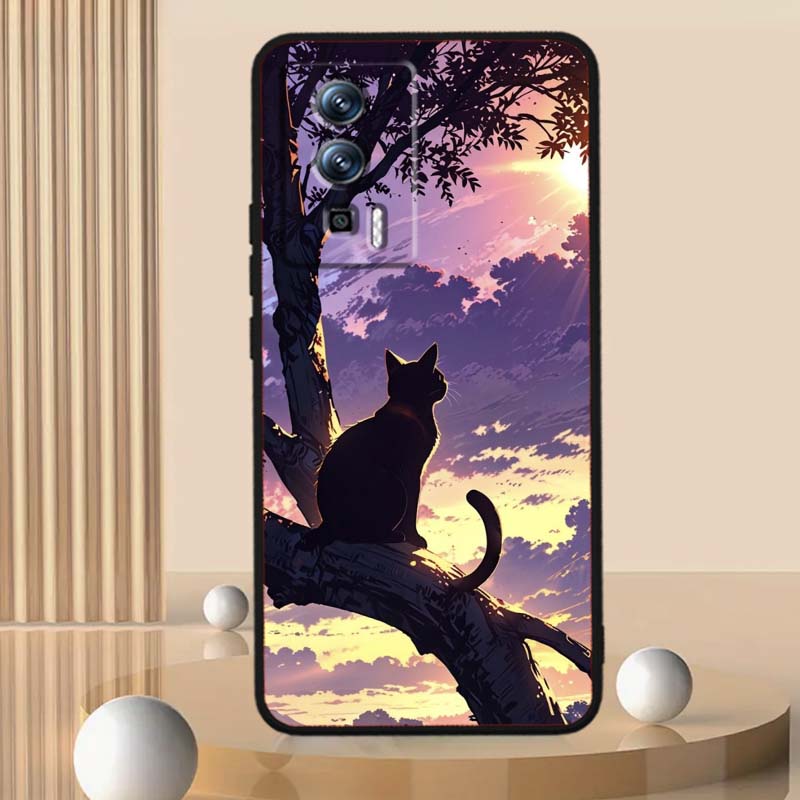 Мультяшный Милый Кот Для Xiaomi Redmi 12 13C 12C 13 10C 9T A2 9A 9C 7A Note 10S 8T 10 9 8 Pro 4G 5G Черный Чехол для Телефона