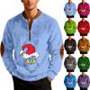 Mens Christmas Sweater Zip Up Sweatshirts Vintage Knit Graphic Sweatshirt Xmas Stand Collar Pullover