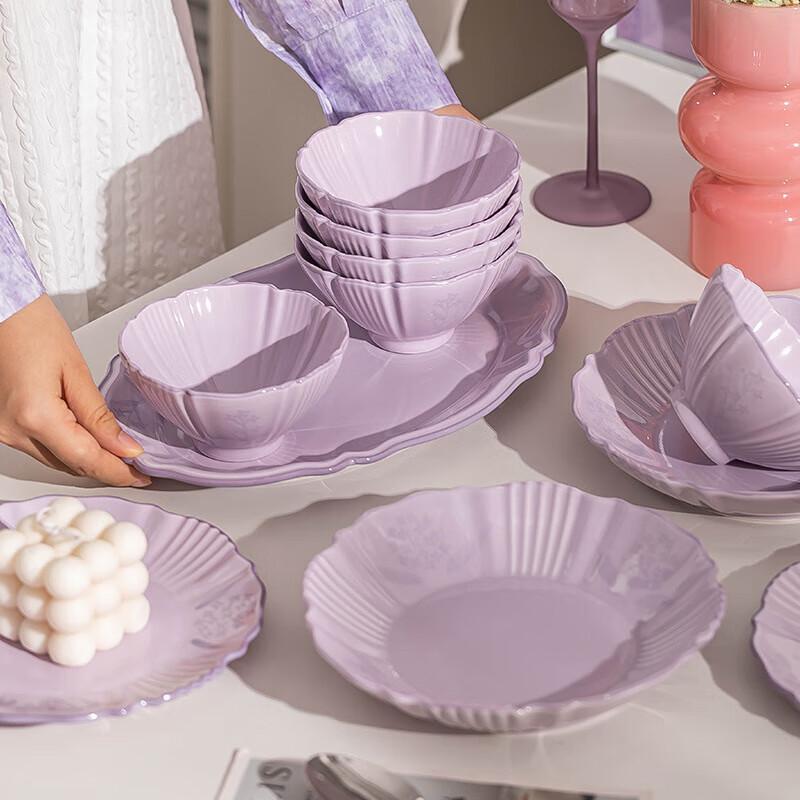 Wuhe Глазурованная фиолетовая тарелка «Ландыш» 8 дюймов, костяной фарфор