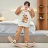 Kids Flannel Pajamas Set Boys Girls Warm Long Sleeve Top And Pants Sleepwear Winter Home Nightwear