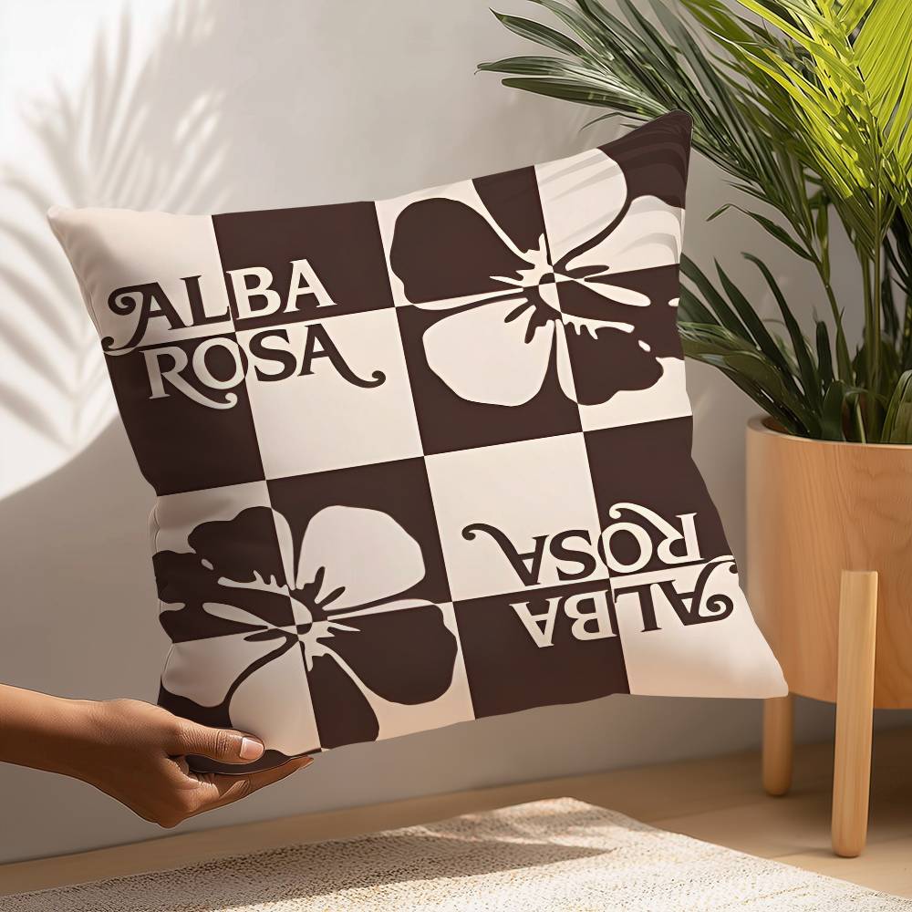 Fashion A-ALBA R-ROSA Pillow Case Plush Fabric Soft  Pillowcase Double Sided Print Cushion Cover Household Gifts