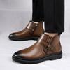 Модные мужские деловые ботинки с боковой молнией, новые зимние ботинки, новые роскошные брендовые мужские мотоциклетные ботинки, высокие универсальные кожаные туфли