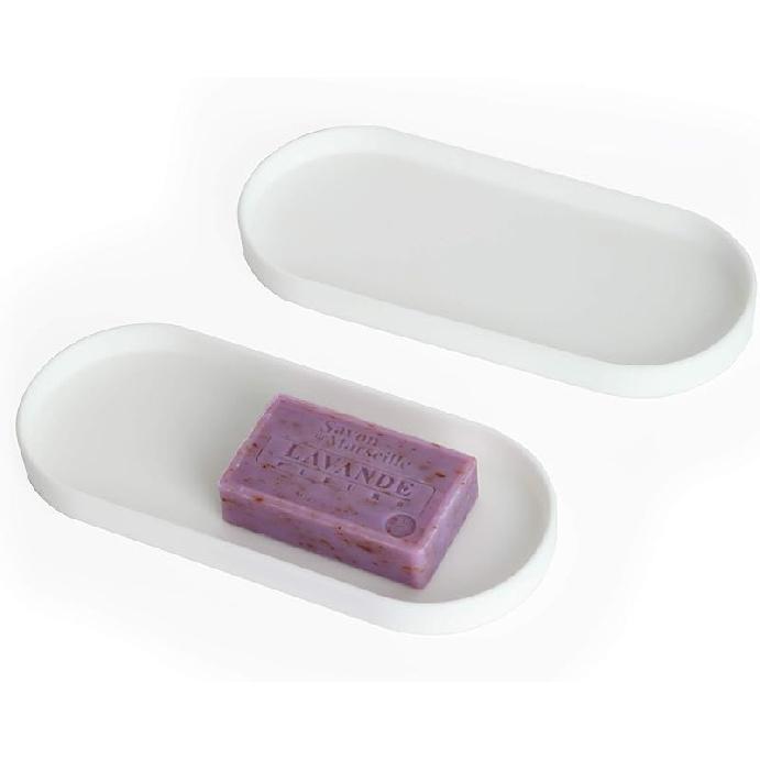 Lazy K Silicone Tray - Small Vanity Tray Organizer - Spoon Rest Holder - Kitchen Sink, Bathroom, Multi-Purpose Modern Counter Organizer (Black)
