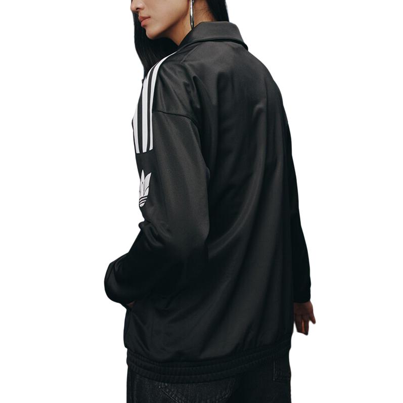 adidas Оригинальная классическая мужская куртка с 3 полосками, логотипом и буквенным принтом, классическая спортивная куртка с воротником-стойкой и длинным рукавом, темно-угольная JL8397