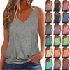 Топы на бретелях для женщин, свободная посадка, футболка без рукавов с v-образным вырезом, женские повседневные летние однотонные блузки