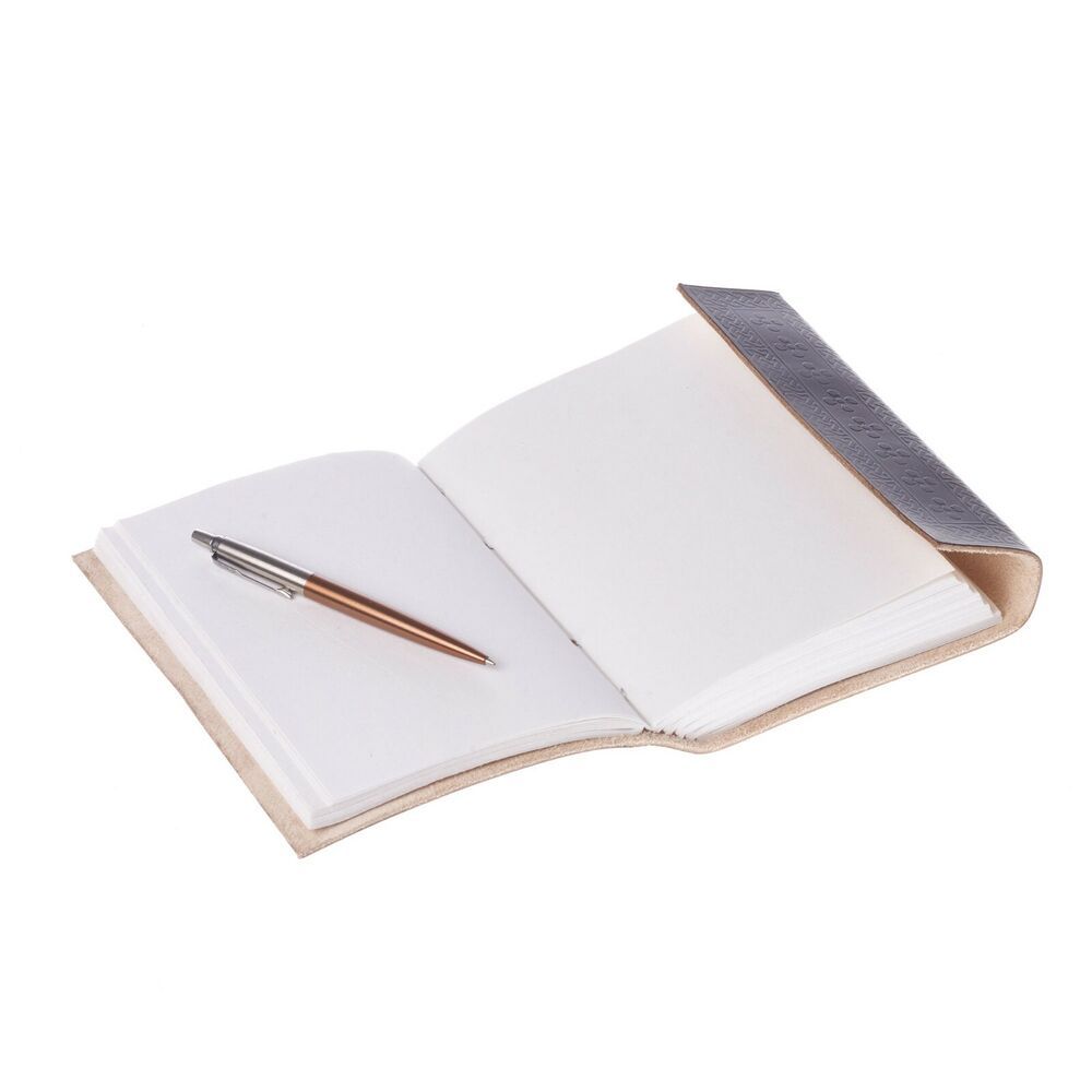 Tree of Life Leather Journal, 125 Unlined Recycled Paper Pages Notebook Diary