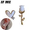 IF ME элегантные серьги с цветком в форме сердца для женщин, серьги-гвоздики, аксессуары, ювелирные изделия