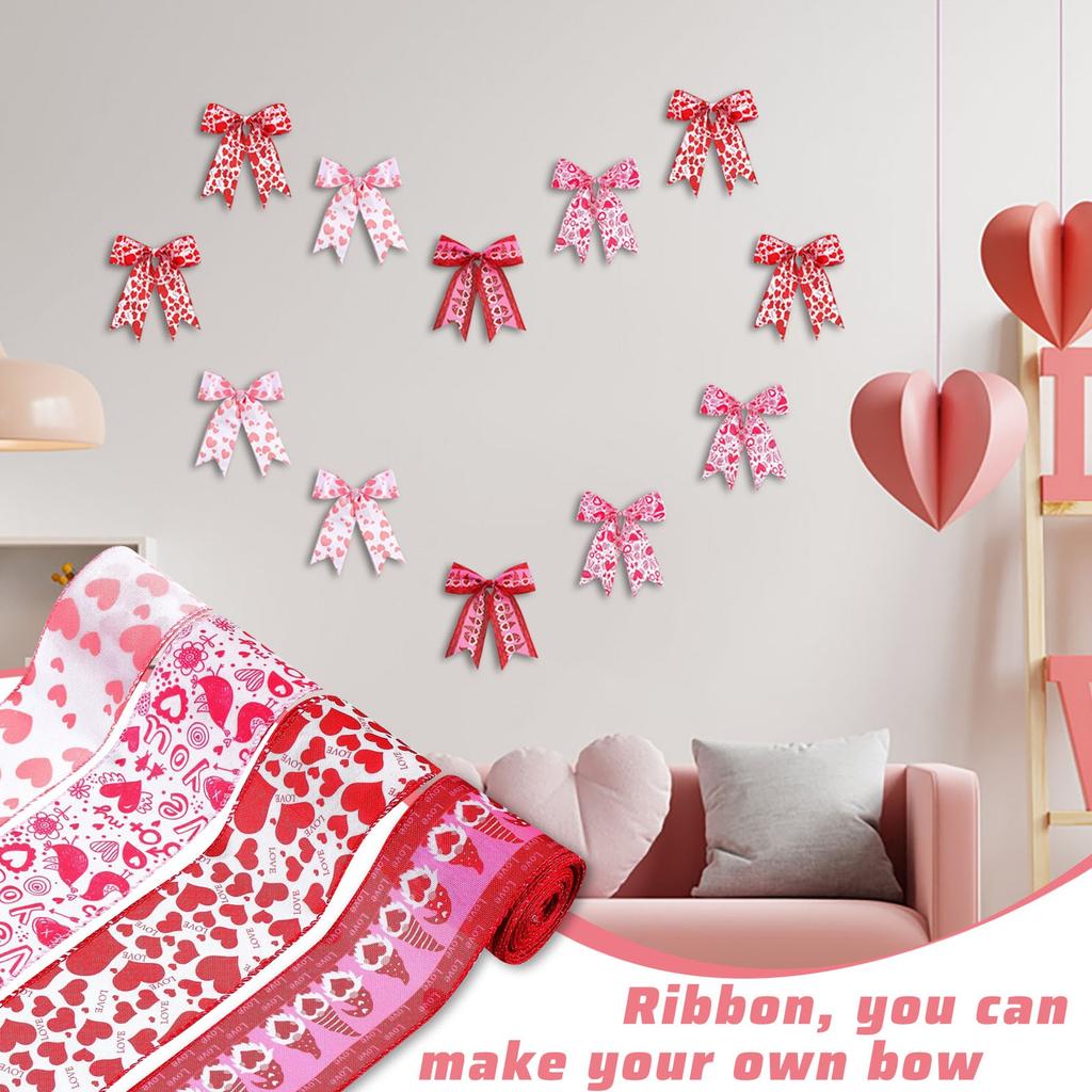 Узор из лент ко Дню святого Валентина Украшение из проволочной ленты в форме сердца Лента с проволочным краем Сделай сам Поделки Упаковка Свадьба