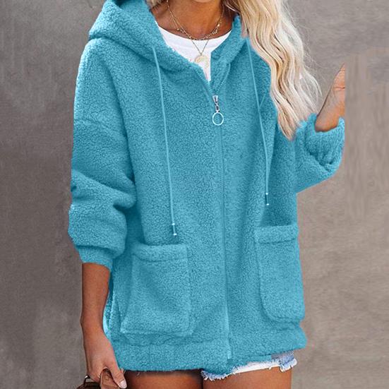 Женское осенне-зимнее пальто с капюшоном и шнурком, с длинными рукавами и карманами на молнии, толстый плюшевый кардиган, верхняя одежда, уличная одежда