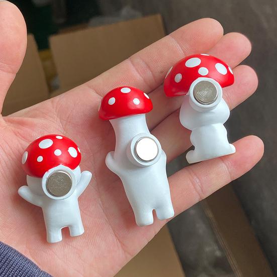 Красный гриб в форме магнита на холодильник наклейка фото стены 3D Смола магнитная съемная наклейка на холодильник Декор на холодильник