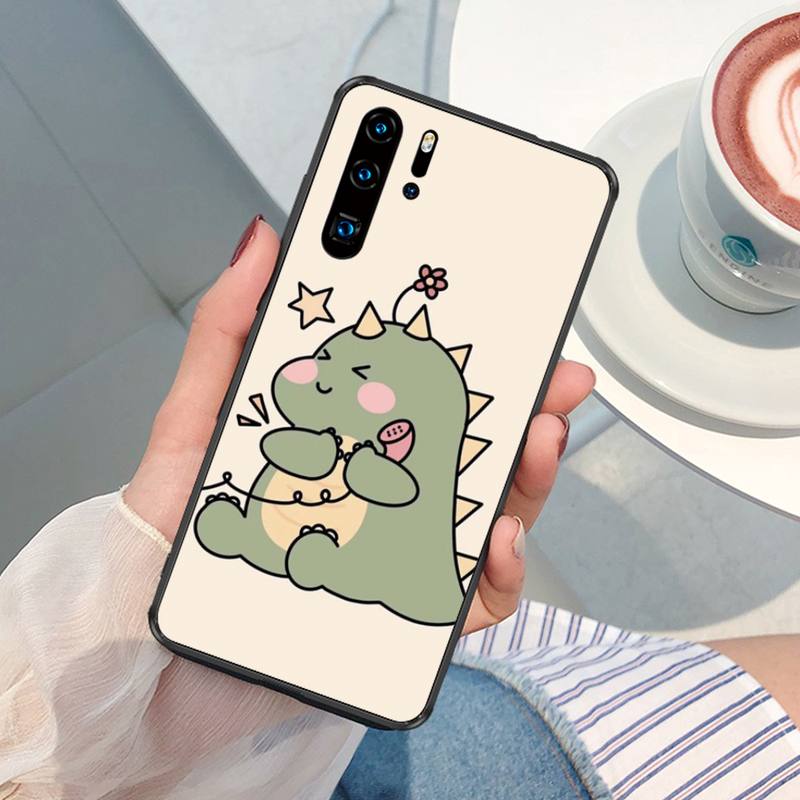Cartoon Cute Aesthetic Dinosaur Phone Case For Huawei P9 P10 P20 P30 Pro P SMART 2020 2019 P40 Lite Mobile Fundas Cover