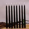 3 or 6 Pieces Black Flameless LED Taper Candles 11 inch,Plastic Realistic Flickering Decorative Halloween Candle Light