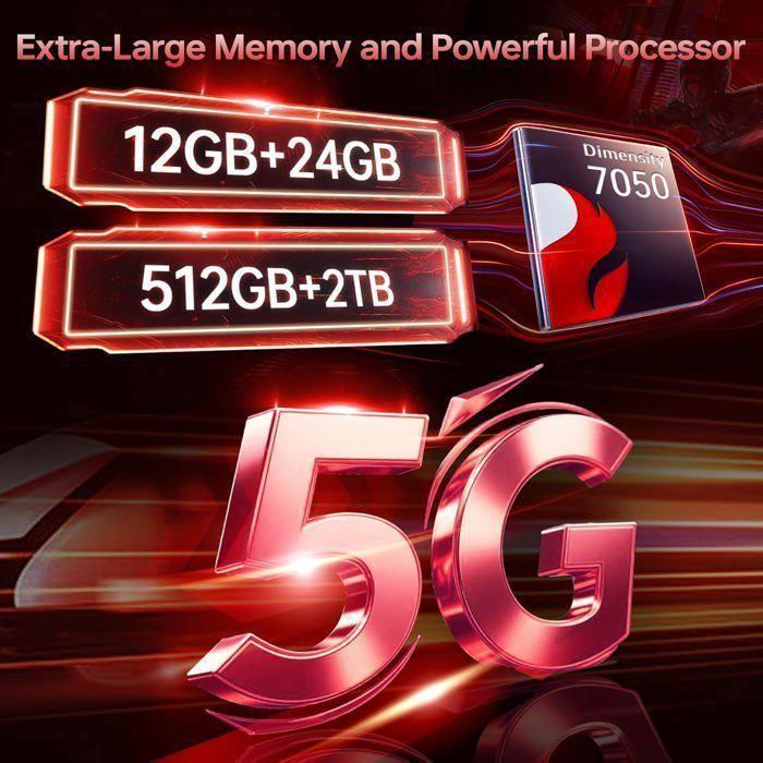 Smartphone Robuste 5G OUKITEL WP56 32GO+512GO 6.8” 16000mAh Telephone Portable Incassable Double SIM/108MP/GPS/NFC/128dB Rouge