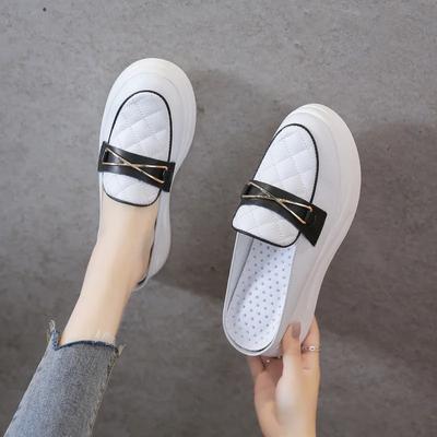 Мягкие кожаные босоножки на платформе, средний каблук, слипоны, танкетка, женские мюли, модная повседневная летняя обувь с открытой пяткой, женские тапочки