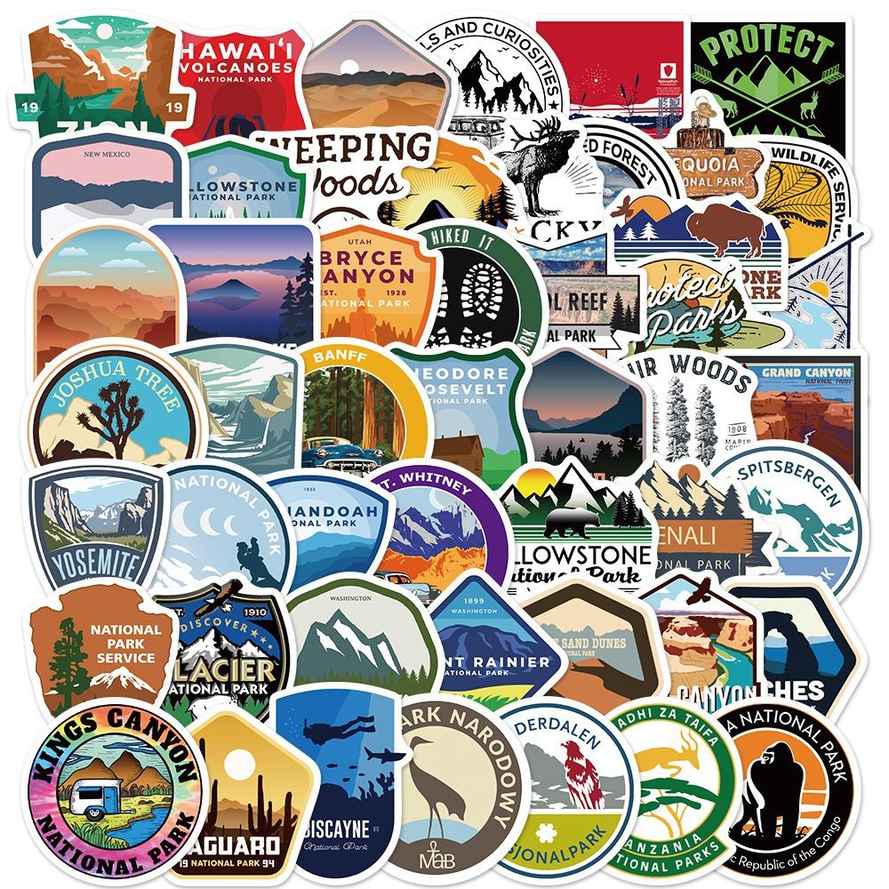50pcs National Park Landscape Stickers Laptop Bicycle Guitar Skateboard Sticker DIY Graffiti Waterproof Decals