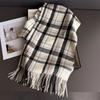 Fashion Korea Styles Luxury Stripe Winter Women Scarf Imitation Cashmere Thick Warm Pashmina Shawl Wraps Tassel Echarpe