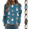 Женская мода и отдых с длинными рукавами, карнавальный свитер с круглым вырезом и пасхальным принтом