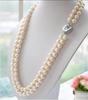 Женский подарок слово Любовь Новый 2-рядный 8-9 мм белый круглый белый ЖЕМЧУГ ожерелье mabe 17-19 дюймов