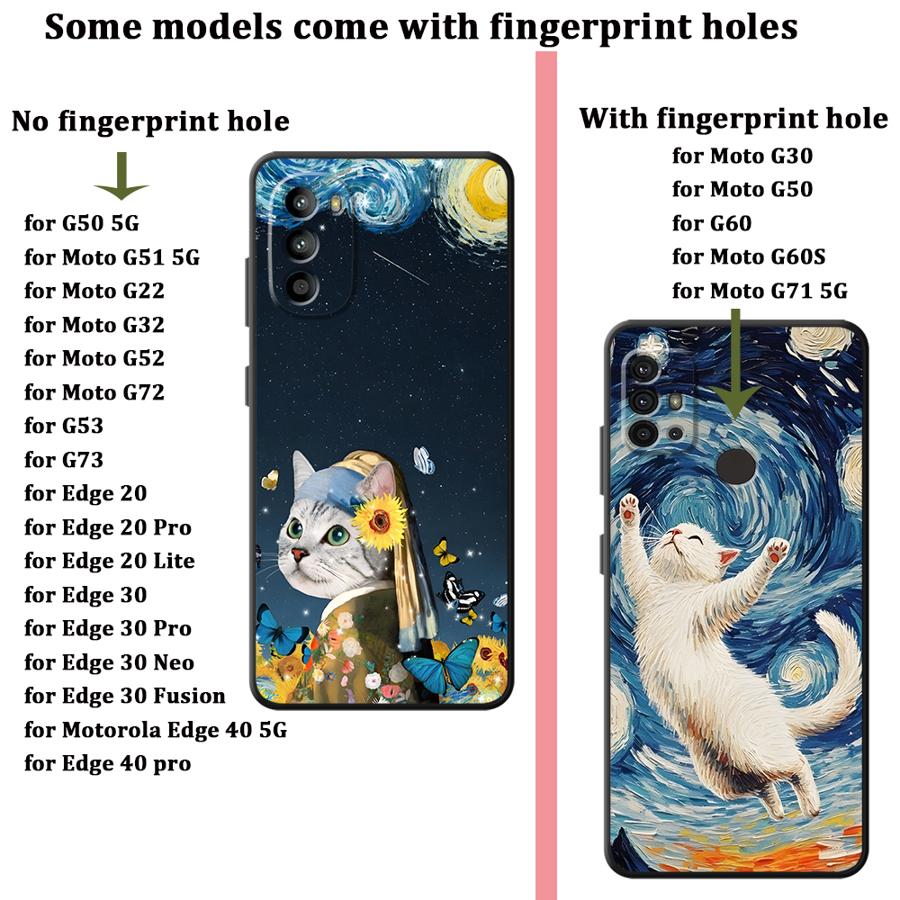 Чехол для телефона для Motorola Moto G22 Edge40 G50 G32 G52 G53 G30 G60s Edge 20 Pro 30 Lite G71 G51 G73 Милый мультяшный кот