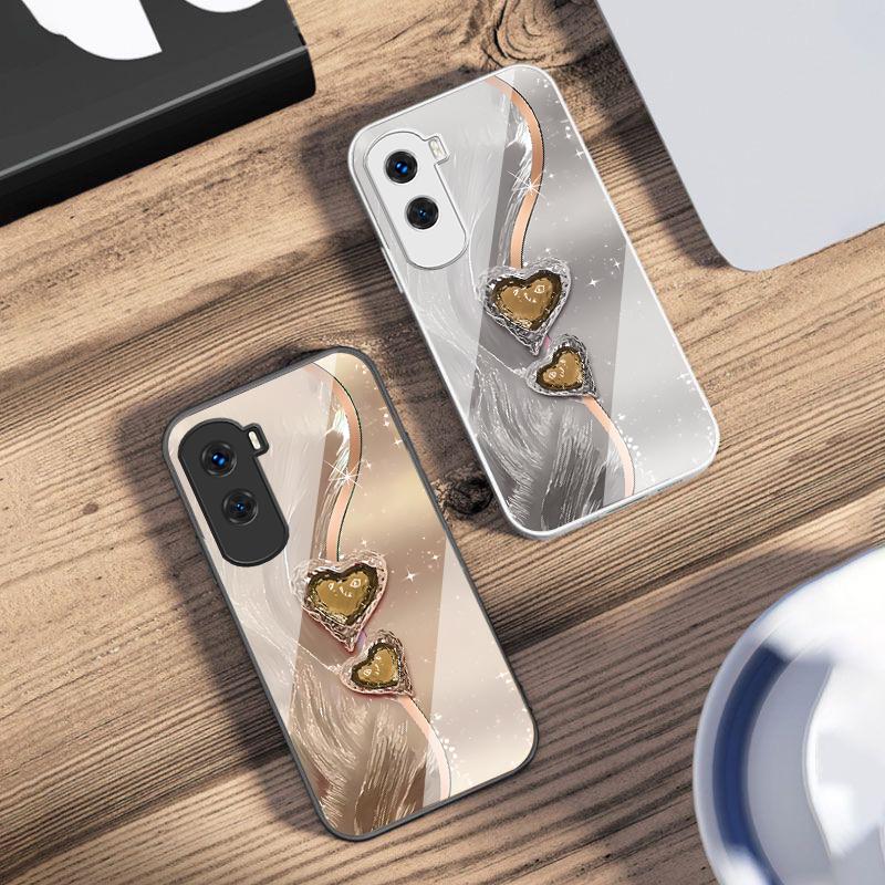 Янтарный Двойная Любовь Для Honor 200 90 8X 9X Pro Lite P50 P40 Nova 10 11i P60 Magic4 6 Mate 20 50 Закаленное Стекло Чехол для Телефона