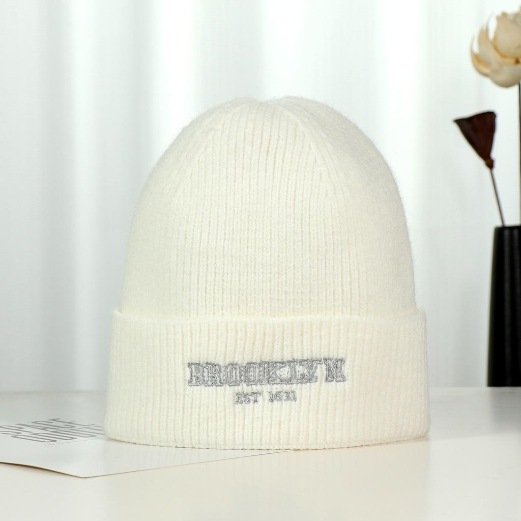 Осенне-зимние вязаные шапки для пар с вышитыми буквами, теплые вязаные шапки для велоспорта на открытом воздухе