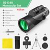 50x60 Waterproof Monocular Bird Watching Telescope With Smartphone Mount & Tripod For Travelling Hunting