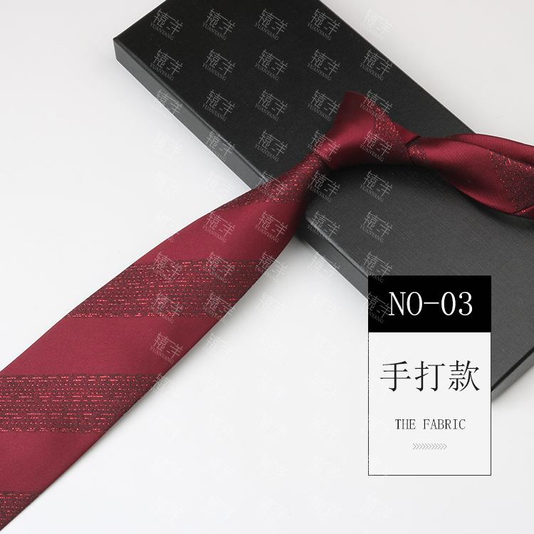 Tie Wedding Groom Business Men Retro Pattern Dress Burgundy Hand Style 8Cm Hand Tie